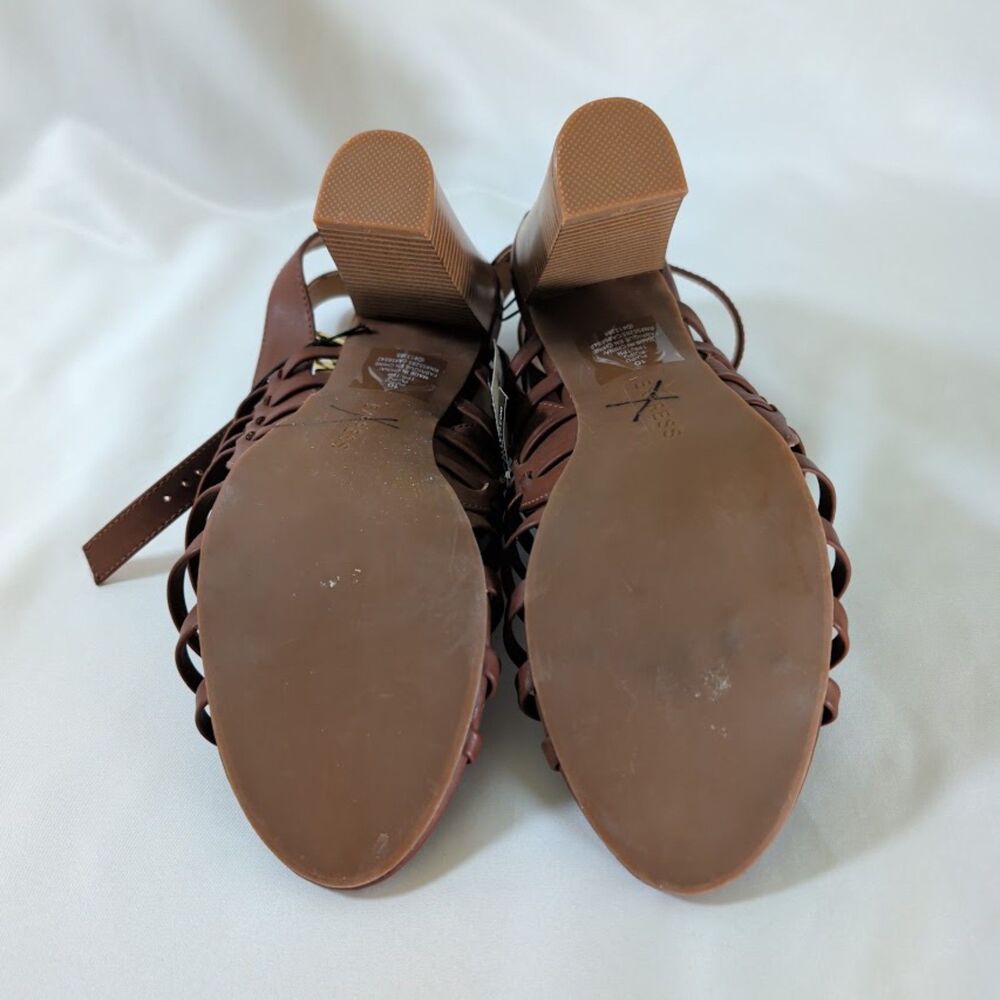 Express Womens Size 10 Cognac Strappy Block Heel Sandals Ankle Strap NWT - Picture 4 of 4
